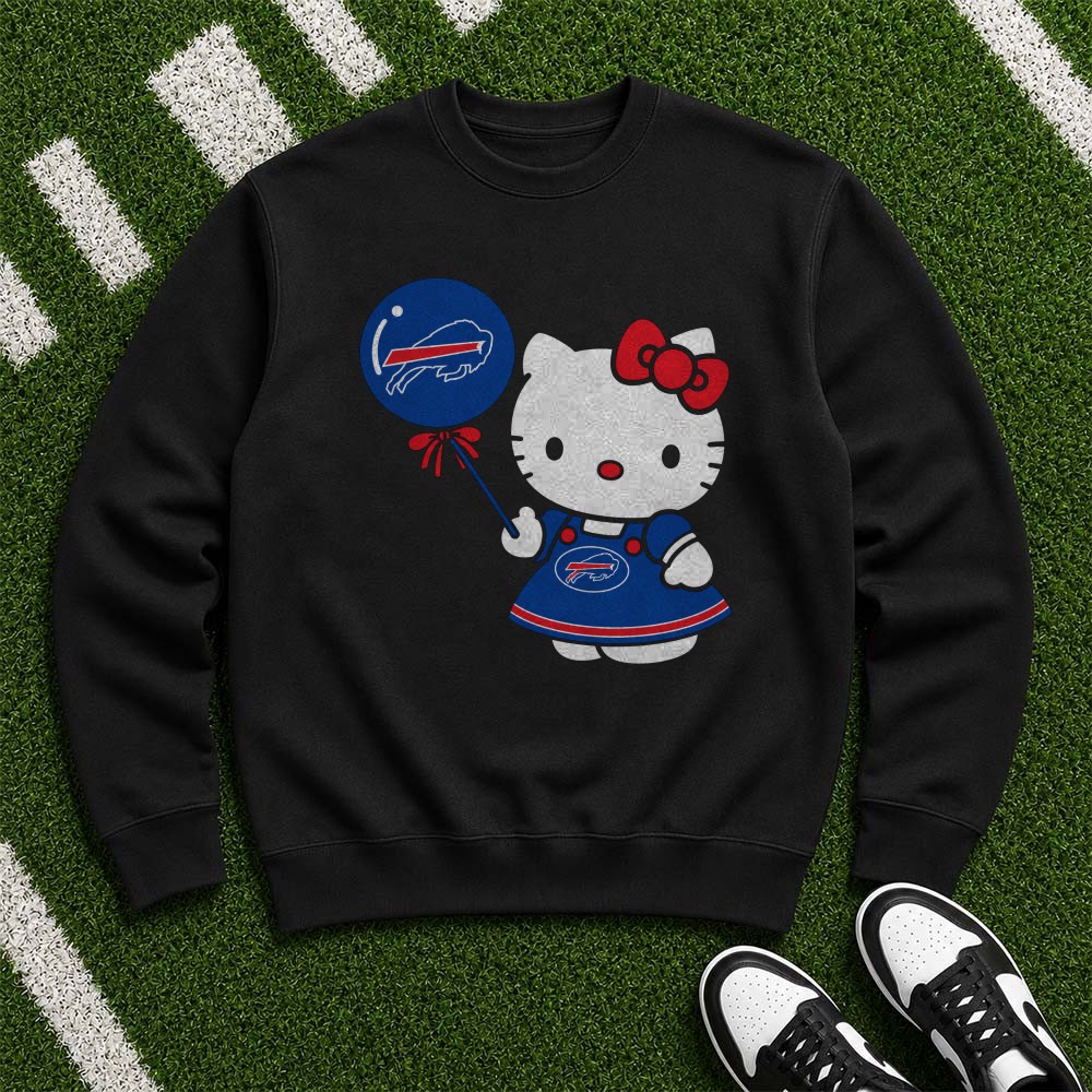 Hello Kitty Buffalo Bills Dress Balloon Cute Girls Football T-Shirt Hello Kitty Buffalo Bills Dress Balloon Cute Girls Football T-Shirt