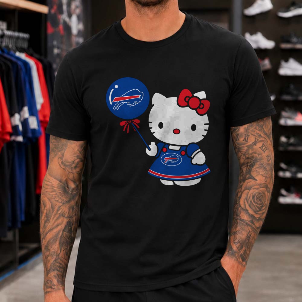 Hello Kitty Buffalo Bills Dress Balloon Cute Girls Football T-Shirt Hello Kitty Buffalo Bills Dress Balloon Cute Girls Football T-Shirt