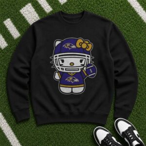 Hello Kitty Football Helmet Women Baltimore Ravens Fan T-Shirt