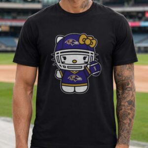 Hello Kitty Football Helmet Women Baltimore Ravens Fan T-Shirt