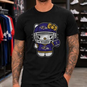 Hello Kitty Football Helmet Women Baltimore Ravens Fan T-Shirt