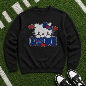 Hello Kitty I Love Bills Cute Girls Women Fan Buffalo Bills NFL T-Shirt