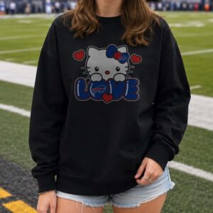 Hello Kitty I Love Bills Cute Girls Women Fan Buffalo Bills NFL T-Shirt