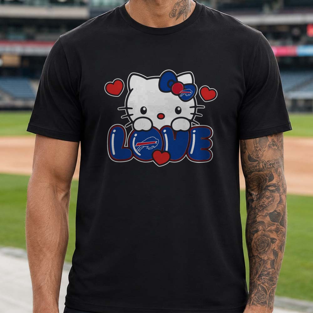 Hello Kitty I Love Bills Cute Girls Women Fan Buffalo Bills NFL T-Shirt Hello Kitty I Love Bills Cute Girls Women Fan Buffalo Bills NFL T-Shirt