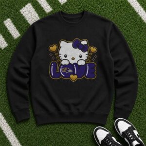 Hello Kitty Love Women Baltimore Ravens Fan T-Shirt