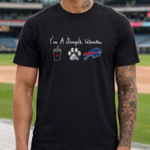 I'm A Simple Woman Coffee Dog Paw Women Buffalo Bills T-Shirt