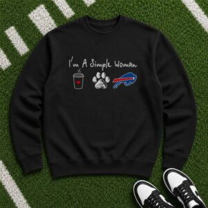I'm A Simple Woman Coffee Dog Paw Women Buffalo Bills T-Shirt