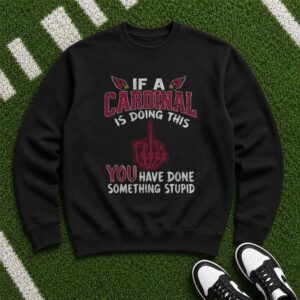 If A Cardinal Is Doing This You Have Done Something Stupid Arizona Cardinals Middle Finger T-Shirt
