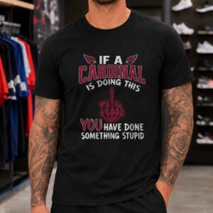 If A Cardinal Is Doing This You Have Done Something Stupid Arizona Cardinals Middle Finger T-Shirt