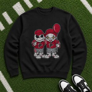 Jack Skellington And Pennywise Horror Fan Atlanta Falcons NFL T-Shirt