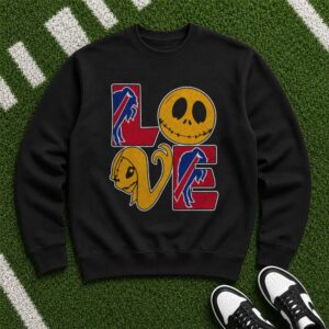 Jack Skellington And Sally Nightmare Before Christmas Love Women Buffalo Bills T-Shirt