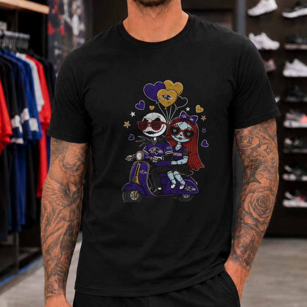Jack Skellington And Sally Nightmare Before Christmas Valentine’s Day Baltimore Ravens T-Shirt Jack Skellington And Sally Nightmare Before Christmas Valentine’s Day Baltimore Ravens T-Shirt
