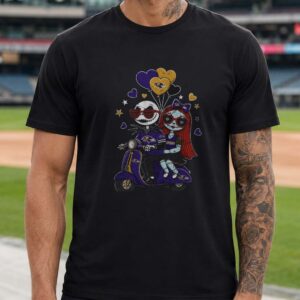 Jack Skellington And Sally Nightmare Before Christmas Valentine's Day Baltimore Ravens T-Shirt