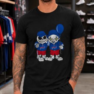 Jack Skellington Nightmare Before Christmas And Pennywise It Horror Fan Buffalo Bills T-Shirt