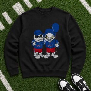 Jack Skellington Nightmare Before Christmas And Pennywise It Horror Fan Buffalo Bills T-Shirt