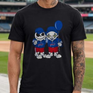 Jack Skellington Nightmare Before Christmas And Pennywise It Horror Fan Buffalo Bills T-Shirt