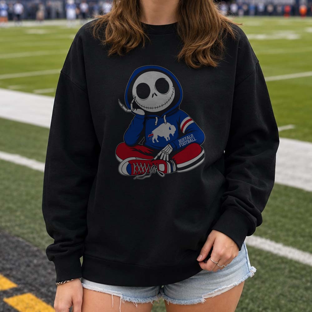 Jack Skellington Nightmare Before Christmas Horror Fan Buffalo Bills T-Shirt Jack Skellington Nightmare Before Christmas Horror Fan Buffalo Bills T-Shirt