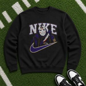 Jason Voorhees Friday The 13th Nike Parody Horror Fan Baltimore Ravens T-Shirt
