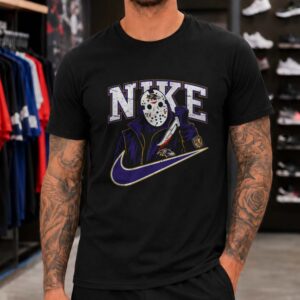 Jason Voorhees Friday The 13th Nike Parody Horror Fan Baltimore Ravens T-Shirt