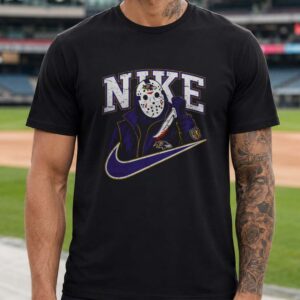 Jason Voorhees Friday The 13th Nike Parody Horror Fan Baltimore Ravens T-Shirt