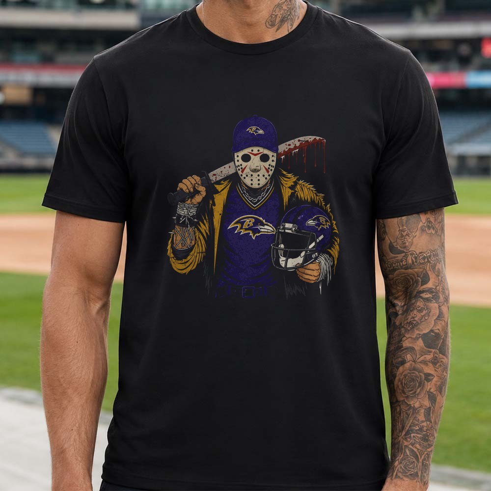 Jason Voorhees Horror Fan Friday The 13th Baltimore Ravens Halloween NFL T-Shirt Jason Voorhees Horror Fan Friday The 13th Baltimore Ravens Halloween NFL T-Shirt