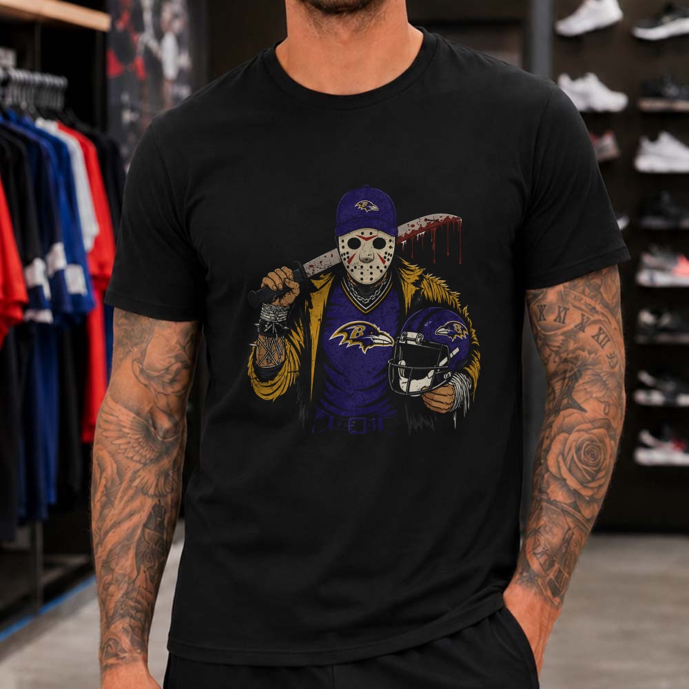Jason Voorhees Horror Fan Friday The 13th Baltimore Ravens Halloween NFL T-Shirt Jason Voorhees Horror Fan Friday The 13th Baltimore Ravens Halloween NFL T-Shirt