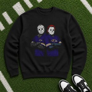 Jason Voorhees Michael Myers Horror Icons Baltimore Ravens Halloween NFL T-Shirt