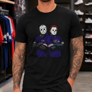 Jason Voorhees Michael Myers Horror Icons Baltimore Ravens Halloween NFL T-Shirt