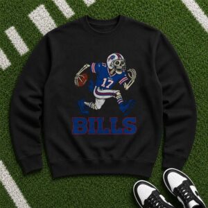 Josh Allen No 17 Buffalo Bills Skeleton Player Football Halloween T-Shirt