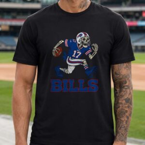 Josh Allen No 17 Buffalo Bills Skeleton Player Football Halloween T-Shirt