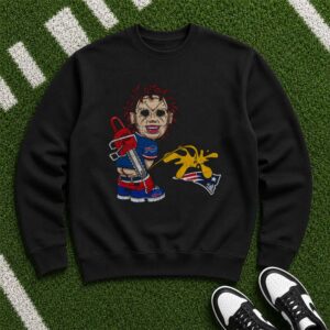 Leatherface Buffalo Bills New England Patriots Sucks Horror Funny Rivalry T-Shirt