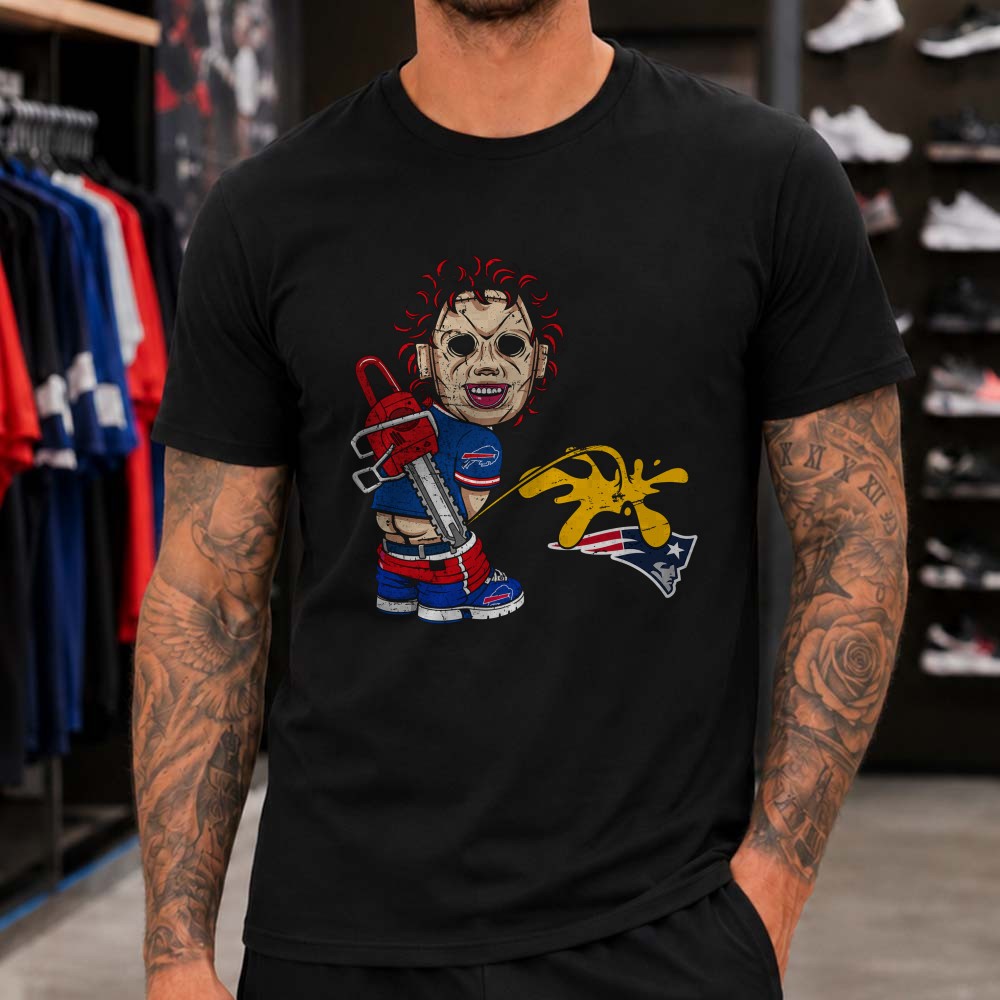 Leatherface Buffalo Bills New England Patriots Sucks Horror Funny Rivalry T-Shirt Leatherface Buffalo Bills New England Patriots Sucks Horror Funny Rivalry T-Shirt