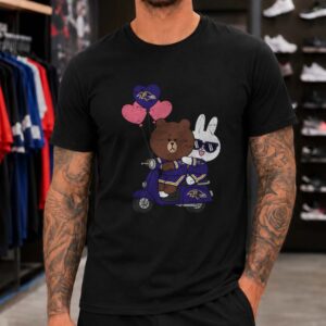 Line Friends Brown And Cony Valentine's Day Baltimore Ravens T-Shirt