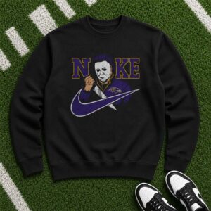 Michael Myers Halloween Nike Parody Horror Fan Baltimore Ravens T-Shirt