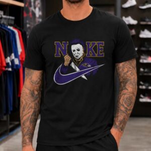 Michael Myers Halloween Nike Parody Horror Fan Baltimore Ravens T-Shirt