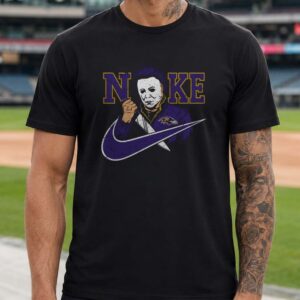 Michael Myers Halloween Nike Parody Horror Fan Baltimore Ravens T-Shirt