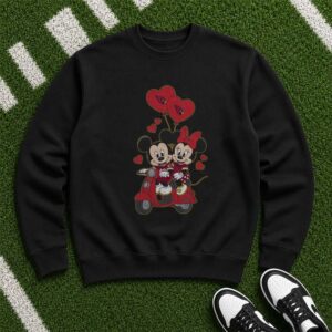 Mickey And Minnie Mouse Arizona Cardinals Valentine_s Day T-Shirt