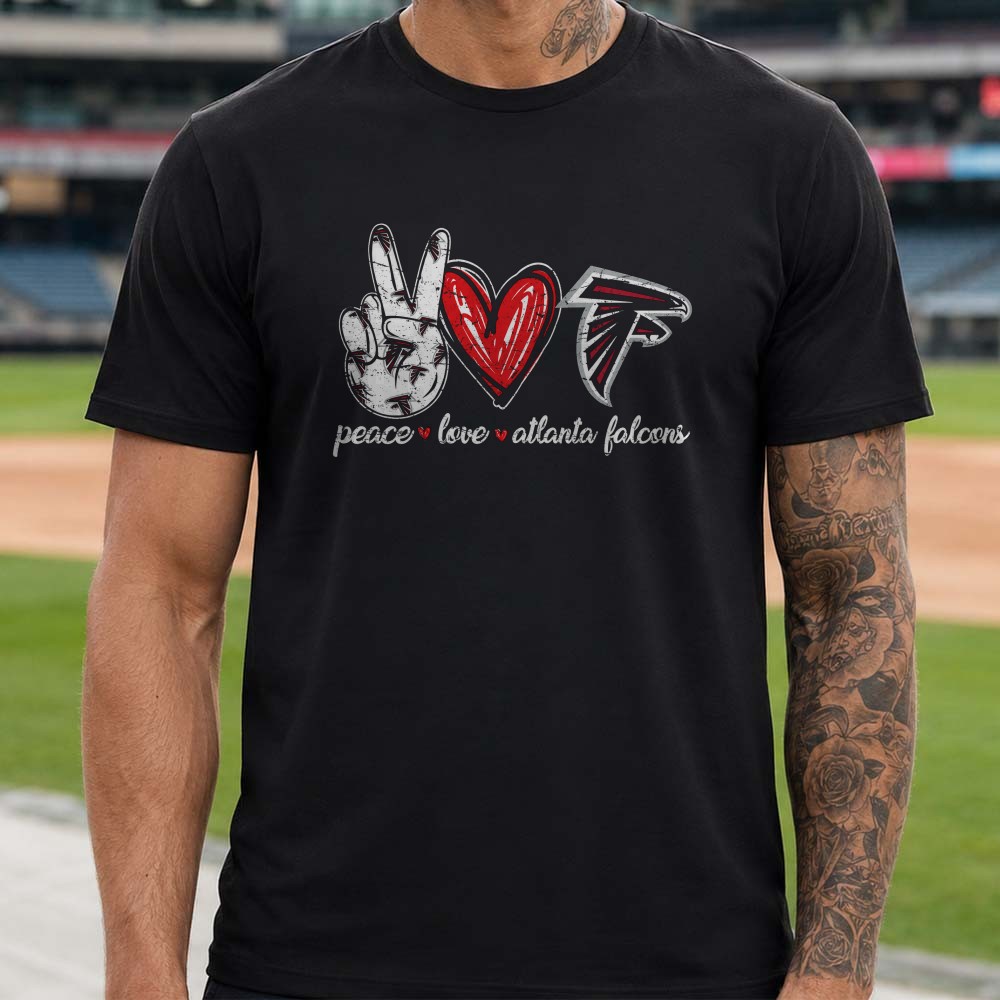 Peace Love Atlanta Falcons Distressed Fan NFL T-Shirt Peace Love Atlanta Falcons Distressed Fan NFL T-Shirt