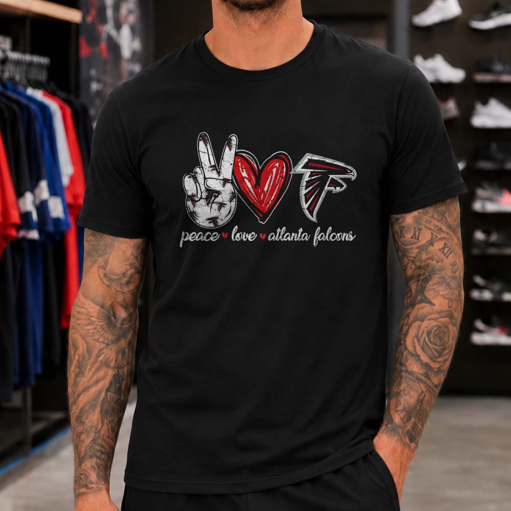 Peace Love Atlanta Falcons Distressed Fan NFL T-Shirt Peace Love Atlanta Falcons Distressed Fan NFL T-Shirt