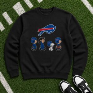 Peanuts Charlie Brown And Snoopy Abbey Road Fan Buffalo Bills T-Shirt