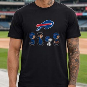 Peanuts Charlie Brown And Snoopy Abbey Road Fan Buffalo Bills T-Shirt