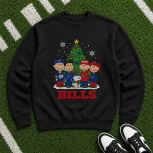 Peanuts Charlie Brown And Snoopy Christmas Family Buffalo Bills Fan T-Shirt