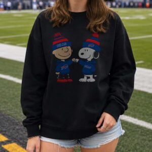 Peanuts Charlie Brown And Snoopy Fist Bump Fan Buffalo Bills T-Shirt
