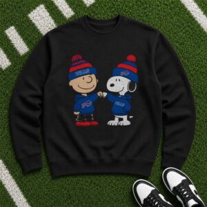 Peanuts Charlie Brown And Snoopy Fist Bump Fan Buffalo Bills T-Shirt
