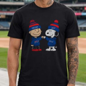 Peanuts Charlie Brown And Snoopy Fist Bump Fan Buffalo Bills T-Shirt