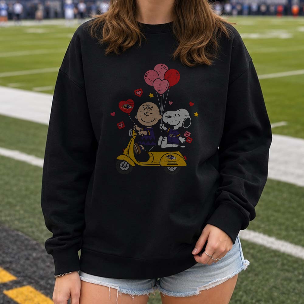 Peanuts Charlie Brown And Snoopy Valentine’s Day Baltimore Ravens T-Shirt Peanuts Charlie Brown And Snoopy Valentine’s Day Baltimore Ravens T-Shirt