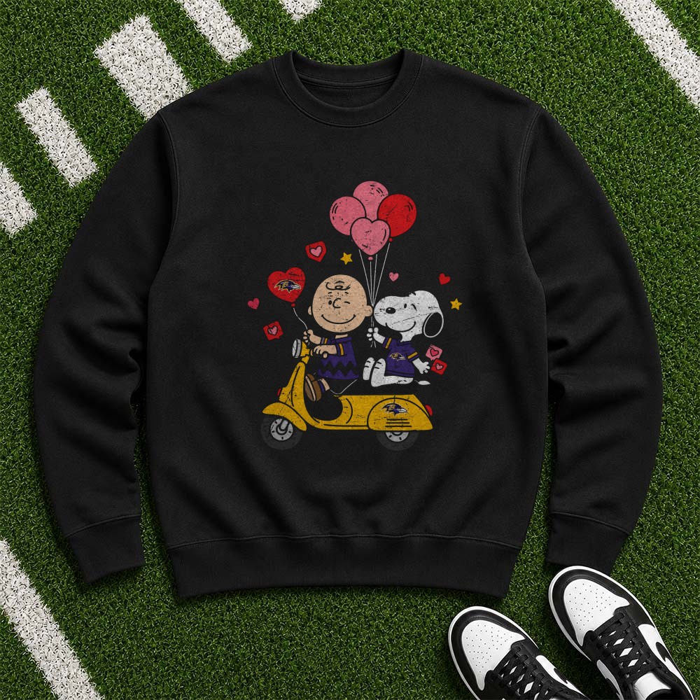 Peanuts Charlie Brown And Snoopy Valentine’s Day Baltimore Ravens T-Shirt Peanuts Charlie Brown And Snoopy Valentine’s Day Baltimore Ravens T-Shirt
