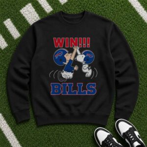 Peanuts Charlie Brown And Snoopy Win Celebration Fan Buffalo Bills T-Shirt