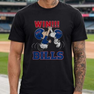 Peanuts Charlie Brown And Snoopy Win Celebration Fan Buffalo Bills T-Shirt