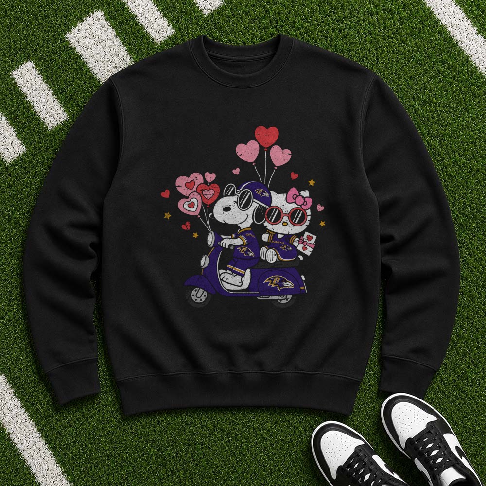 Peanuts Snoopy And Hello Kitty Valentine’s Day Baltimore Ravens T-Shirt Peanuts Snoopy And Hello Kitty Valentine’s Day Baltimore Ravens T-Shirt